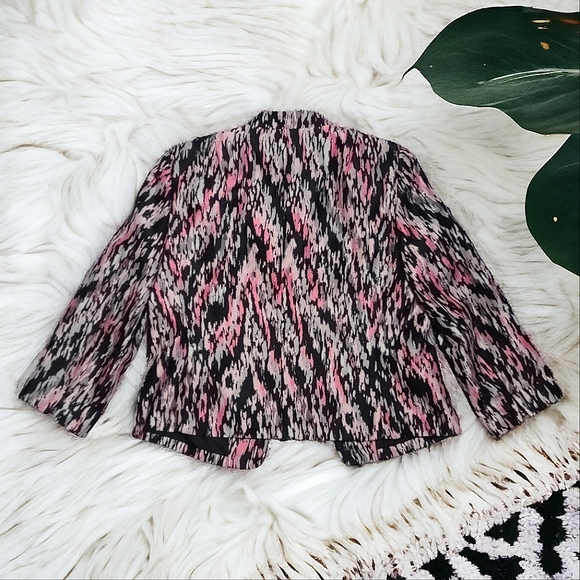 Kasper Women's Pink & Black Splotch Open Blazer Size 10 - Picture 6 of 9